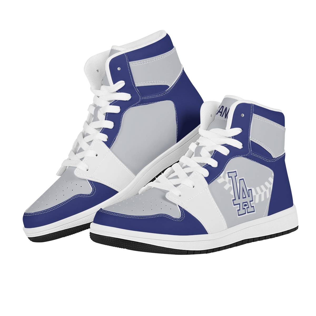 Men's Los Angeles Dodgers High Top Leather AJ1 Sneakers 003